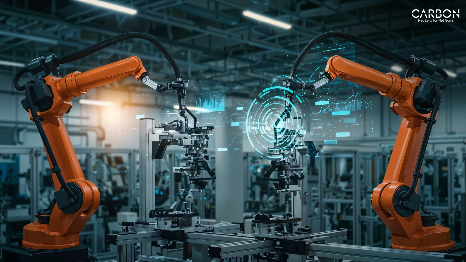 An image showing AI-powered predictive maintenance in manufacturing directly causes a reduction in energy consumption
